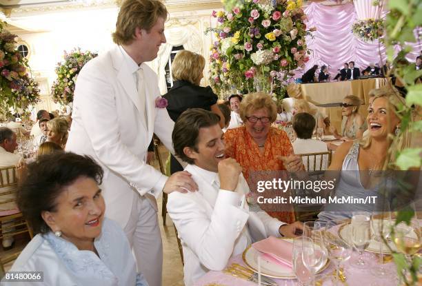 Maria Zelnickoba, Eric Trump, Dr. Ruth Westheimer and Vanessa Trump during the wedding reception of Ivana Trump and Rossano Rubicondi at the...