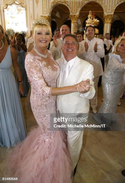 Ivana Trump and Neil Sedaka during the wedding reception of Ivana Trump and Rossano Rubicondi at the Mar-a-Lago Club on April 12, 2008 in Palm Beach,...