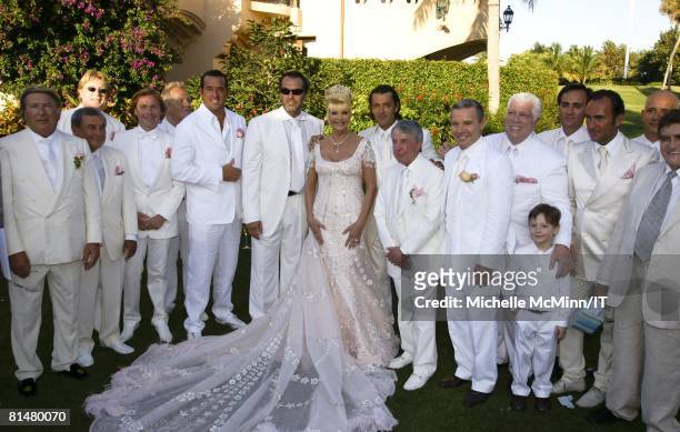 Best man Silvio Sardi , Ivana Trump and Rossano Rubicondi with the groomsmen after the wedding of Ivana Trump and Rossano Rubicondi at the Mar-a-Lago...