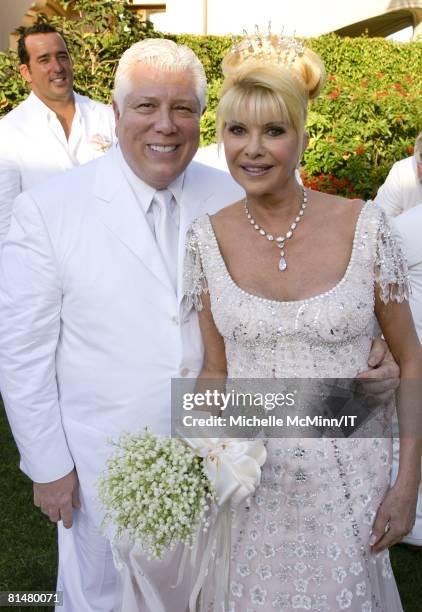 Designer Dennis Basso and Ivana Trump after the wedding of Ivana Trump and Rossano Rubicondi at the Mar-a-Lago Club on April 12, 2008 in Palm Beach,...