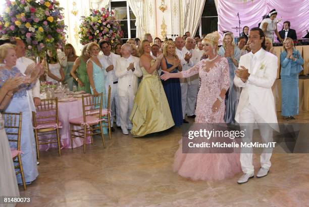 Ivana Trump and Rossano Rubicondi during their wedding reception at the Mar-a-Lago Club on April 12, 2008 in Palm Beach, Florida. Ivana Trumps...