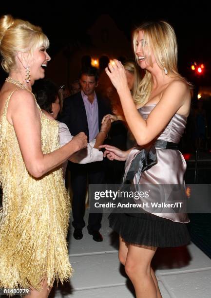 Ivana Trump and Ivanka Trump dance during the Drinks, Dinner and Disco Party the night before the wedding of Ivana Trump and Rossano Rubicondi at the...