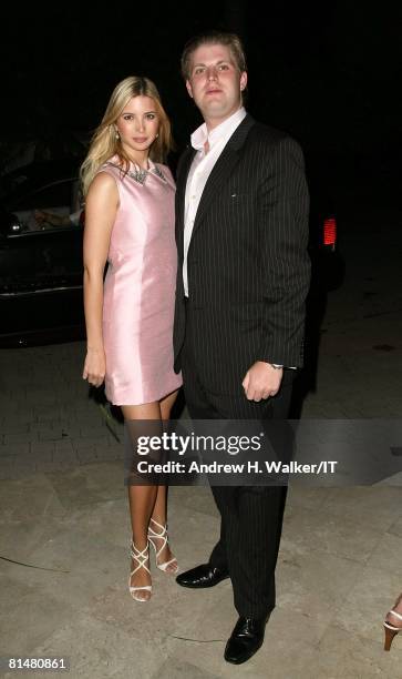 Ivanka Trump and Eric Trump attend a party for the wedding of Ivana Trump and Rossano Rubicondi at a private residence on April 10, 2008 in Delray,...
