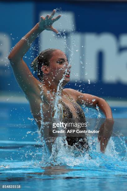 Austria's Vasiliki Alexandri competes in the Women Solo technical final during the synchronised swimming competition at the 2017 FINA World...