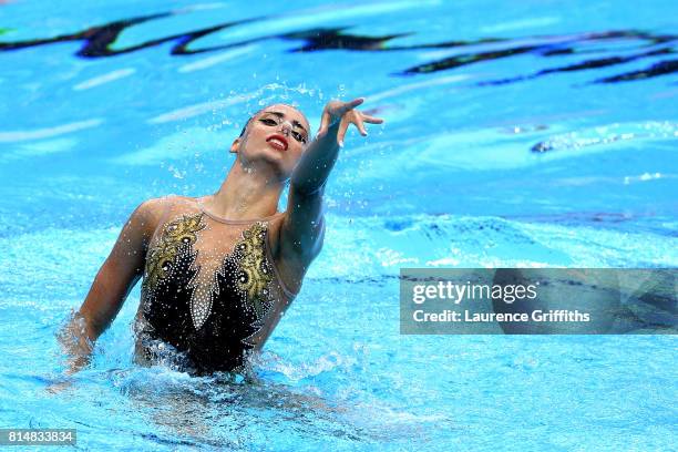 Vasiliki Alexandri of Austria competes during the Womens Synchro Solo Technical, final on day two of the Budapest 2017 FINA World Championships on...