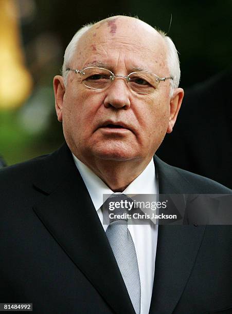 Mikhail Gorbachev arrives at the Raisa Gorbachev Foundation Party in Stud House, Hampton Court on June 7, 2008 in Kingston, England.