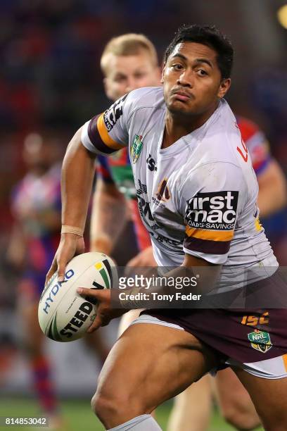 Anthony Milford of the Broncos in action during the round 19 NRL match between the Newcastle Knights and the Brisbane Broncos at McDonald Jones...