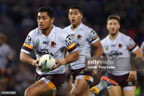 Anthony Milford of the Broncos in action during the round 19 NRL match between the Newcastle Knights and the Brisbane Broncos at McDonald Jones...