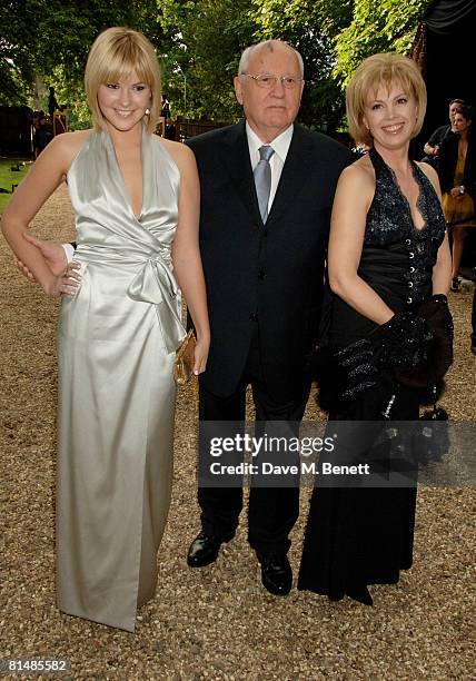 Mikhail Gorbachev with daughter Irina Virganskaya and granddaughter Anastasia Virganskaya arrive at the Raisa Gorbachev Foundation Party, at the Stud...