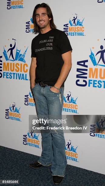 Jake Owen visits the press room at the VAULT Concert Stages during the 2008 CMA Music Festival on June 6, 2008 at LP Field in Nashville, Tennessee.