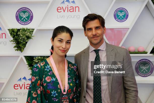 Caroline Issa and Johannes Huebl attend the evian Live Young suite during Wimbledon 2017 on July 15, 2017 in London, England.