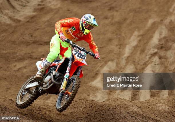 Cyril Genot of Belgium in action during the International German Motocross Championships on July 15, 2017 in Tensfeld, Germany.
