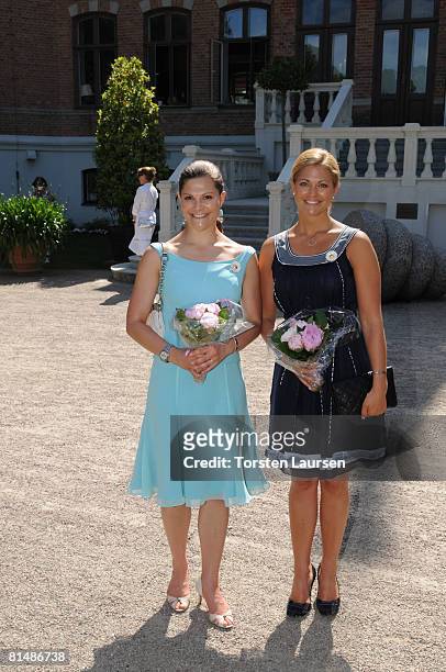 Princess Victoria and Princess Madeleine attend The Sigvard Bernadotte Exhibition at Sofiero on June 7, 2008 in Helsingborg, Sweden.