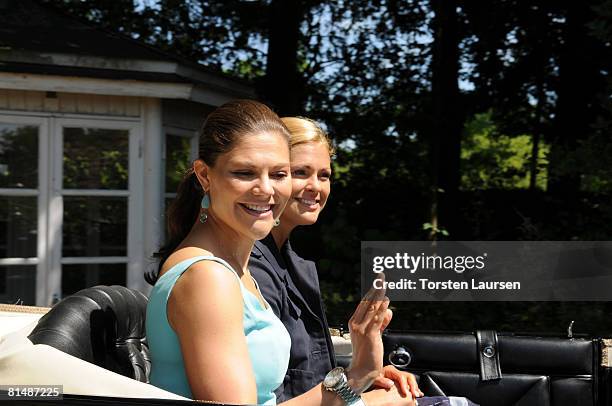 Princess Victoria and Princess Madeleine attend The Sigvard Bernadotte Exhibition at Sofiero on June 7, 2008 in Helsingborg, Sweden.