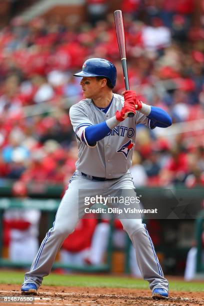 Chris Coghlan of the Toronto Blue Jays bats against the St. Louis Cardinals at Busch Stadium on April 27, 2017 in St. Louis, Missouri.