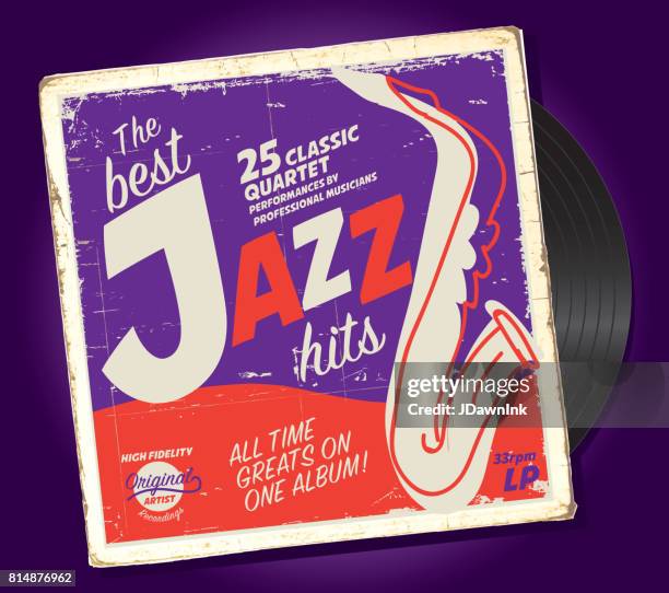 jazz compilation retro record sleeve design template - vinyl sleeve stock illustrations