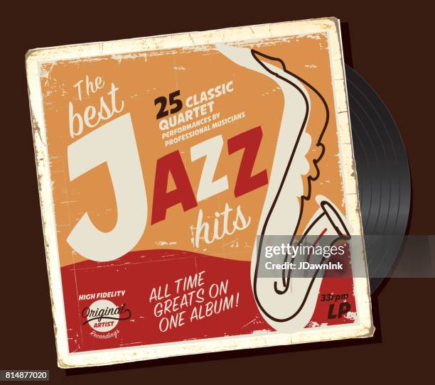 jazz compilation retro record sleeve design template - vinyl sleeve stock illustrations