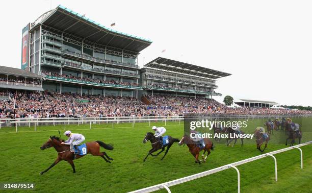 Ulshaw Bridge ridden by Daniel Tudhope wins The John Smith's Novice Median Auction Stakes at York Racecourse on July 15, 2017 in York, England.