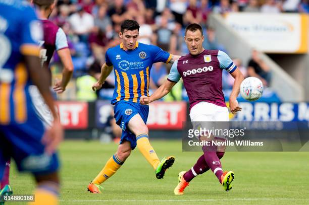 John Terry of Aston Villa during the Pre-Season Friendly match between Shrewsbury Town and Aston Villa at the Greenhous Meadow on July 15, 2017 in...