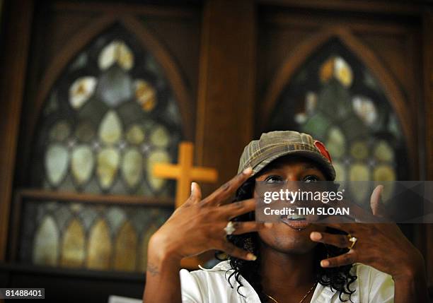 Erika Smith, a 23 year old pre-operative transgender from Washington, DC participates in a workshop titled "M to F" on June 7, 2008 at the Foundry...