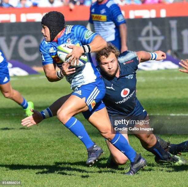 Cheslin Kolbe of the Stormers in action during the Super Rugby match between Vodacom Bulls and DHL Stormers at Loftus Versfeld on July 15, 2017 in...