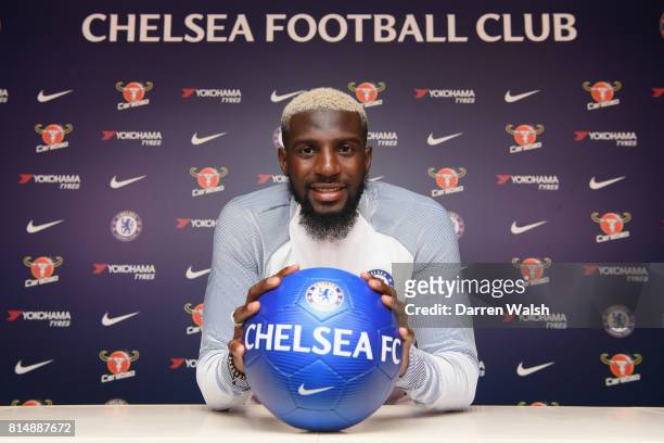 Tiemoue Bakayoko of Chelsea after signing his 5 year contract for Chelsea at Chelsea Training Ground on July 15, 2017 in Cobham, England.