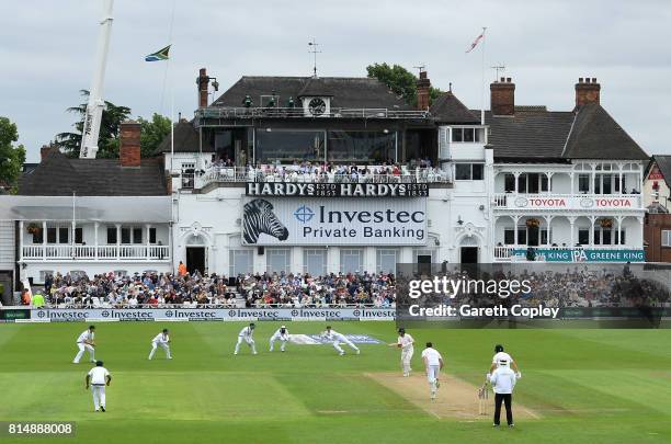 England captain Joe Root is caught behind by Quinton de Kock from the bowling Morne Morkel of South Africa during day two of the 2nd Investec Test...