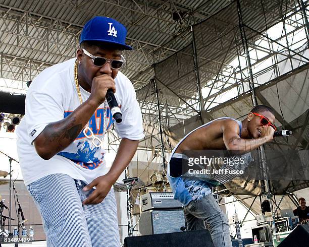 The Cool Kids' Mickey Rocks and Chuck Inglish perform at "The Roots Picnic" music festival at Penn's Landing on June 7, 2008 in Philadelphia,...
