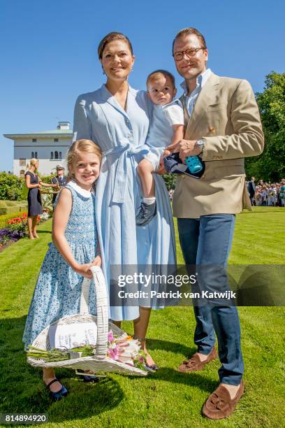 Crown Princess Victoria of Sweden, Prince Daniel of Sweden, Princess Estelle of Sweden and Prince Oscar of Sweden is seen meeting the people gathered...