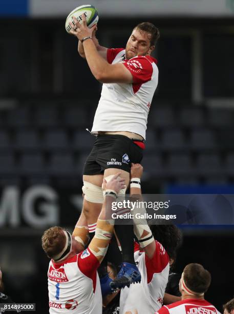 Andries Ferreira of the Emirates Lions during the Super Rugby match between Cell C Sharks and Emirates Lions at Growthpoint Kings Park on July 15,...