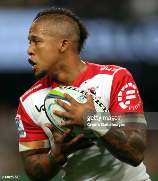 Elton Jantjies of the Emirates Lions during the Super Rugby match between Cell C Sharks and Emirates Lions at Growthpoint Kings Park on July 15, 2017...