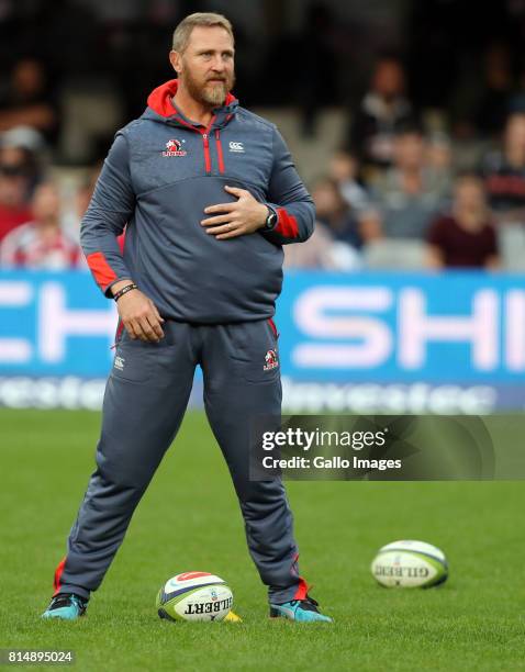 Johan Ackermann of the Emirates Lions during the Super Rugby match between Cell C Sharks and Emirates Lions at Growthpoint Kings Park on July 15,...