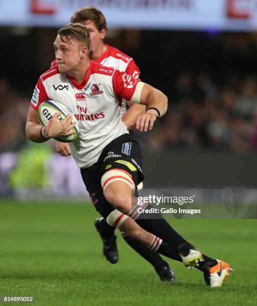 Ruan Ackermann of the Emirates Lions during the Super Rugby match between Cell C Sharks and Emirates Lions at Growthpoint Kings Park on July 15, 2017...