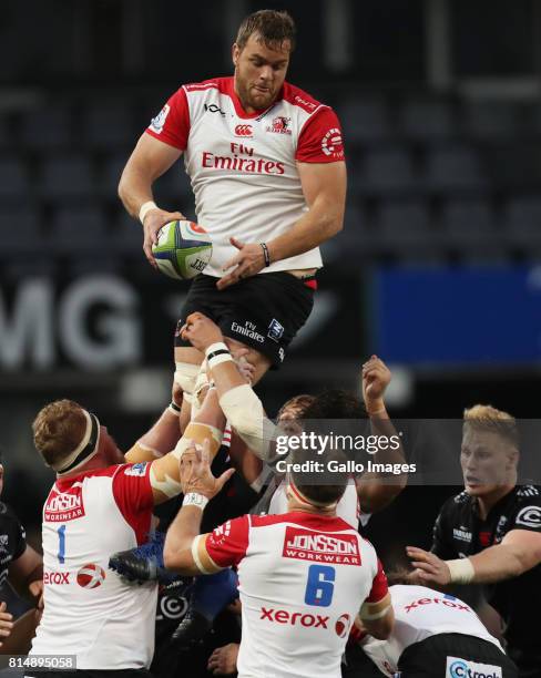 Andries Ferreira of the Emirates Lions during the Super Rugby match between Cell C Sharks and Emirates Lions at Growthpoint Kings Park on July 15,...