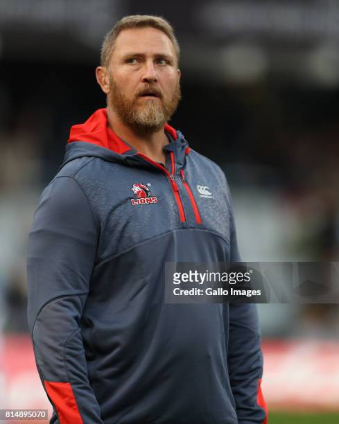 Johan Ackermann of the Emirates Lions during the Super Rugby match between Cell C Sharks and Emirates Lions at Growthpoint Kings Park on July 15,...