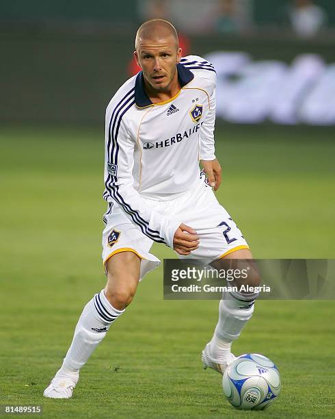 David Beckham of the Los Angeles Galaxy in action during the MLS match between the Colorado Rapids and Los Angeles Galaxy at Home Depot Center on...