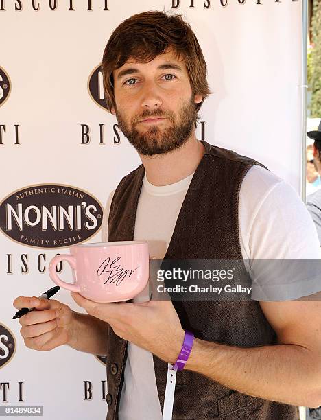 Actor Ryan Eggold with Nonni's Biscotti at the Kari Feinstein MTV Movie Awards Style Lounge Day 2 at a private residence on May 30, 2008 in Los...