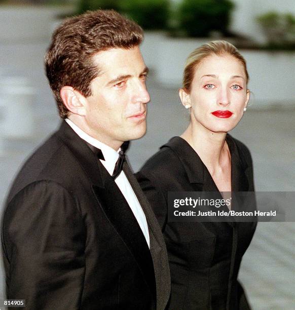 John F. Kennedy, Jr. And his wife Carolyn Bessette Kennedy arrive at the annual John F. Kennedy Library Foundation dinner and Profiles in Courage...