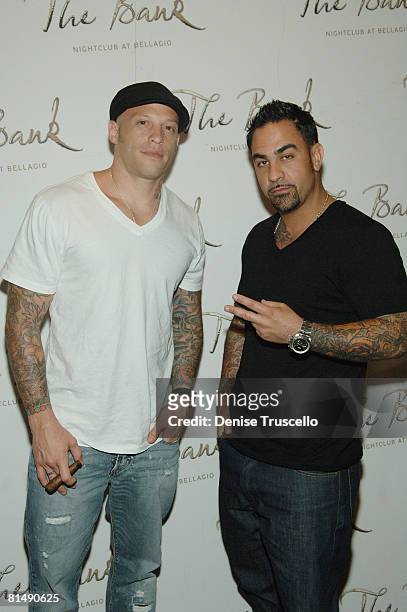 Ami James and Chris Gomez arrive at Danny A's birthday celebration at The Bank Nightclub at Bellagio Hotel and Casino Resort on June 7, 2008 in Las...