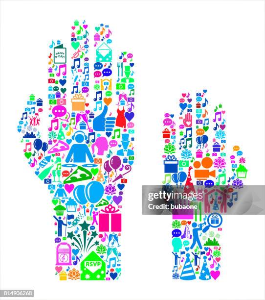 raising hands birthday celebration vector icon pattern - jukebox icon stock illustrations
