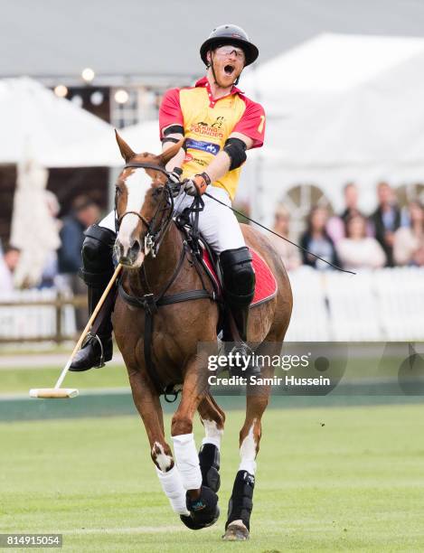 Prince Harry takes part in The Jerudong Park Trophy at Cirencester Park Polo Club on July 15, 2017 in Cirencester, England.