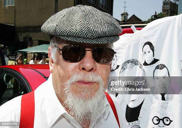 Artist Sir Peter Blake is seen during the Vauxhall Art Car Boot fair in the Old Truman Brewery on June 8, 2008 in London, England. The biannual...