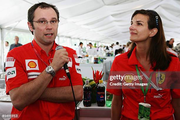 Ferrari Sporting Director Stefano Domenicali answers questions at a Shell guests luncheon before the Canadian Formula One Grand Prix at the Circuit...