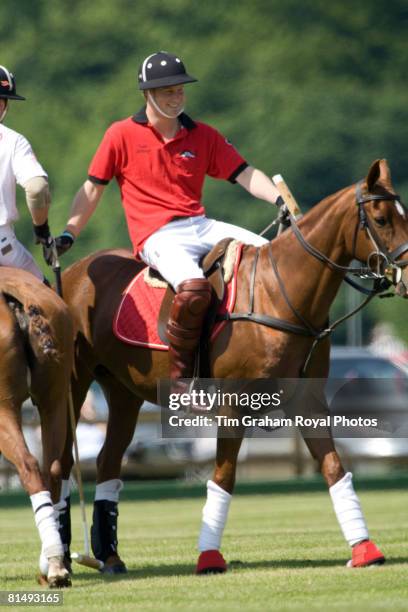 Prince Harry at Cirencester Park Polo Club playing in the Umbogo team in a charity polo match raising money for the charity he founded, Sentebale, on...