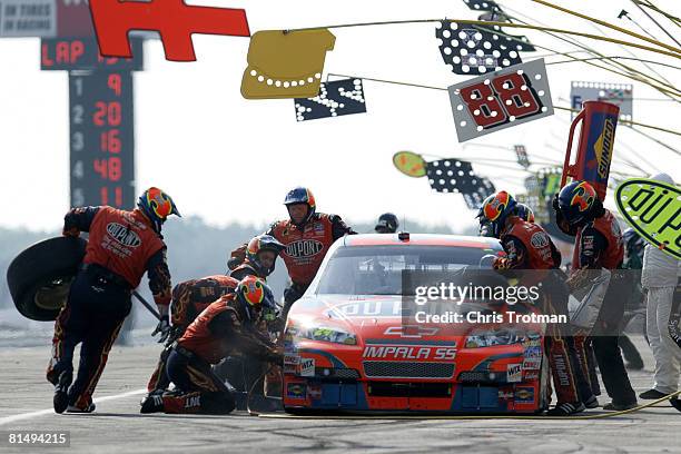 Jeff Gordon, driver of the DuPont Chevrolet, pits during the NASCAR Sprint Cup Series Pocono 500 on June 8, 2008 at Pocono International Raceway in...