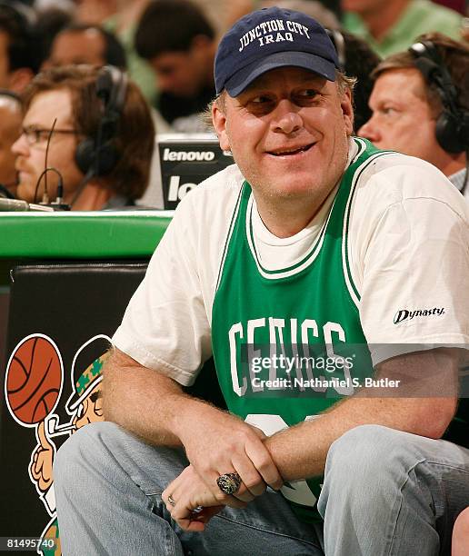 Curt Schilling of the Boston Red Sox attends Game Two of the 2008 NBA Finals between the Boston Celtics and the Los Angeles Lakers on June 8, 2008 at...