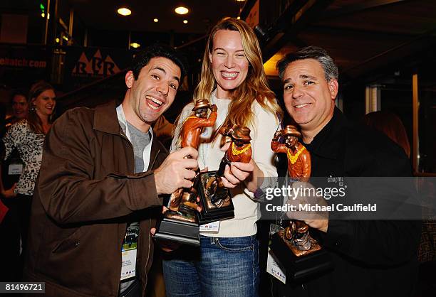 Directors James Lester, Courtney Balaker and Craig Saavedra pose with their awards at the Awards Ceremony during the 5th annual Jackson Hole Film...