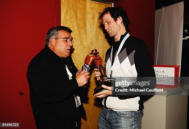 Directors Craig Saavedra and Matt Merkovich pose with their awards at the Awards Ceremony during the 5th annual Jackson Hole Film Festival on June 8,...