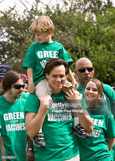 Evan Asher and Jim Carrey at the Green Our Vaccines March, Rally and Press Conference on June 4, 2008 at the Capitol Building and West Capitol...