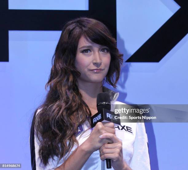 Personality Leah Dizon attends Axe deodorant PR event on June 27, 2013 in Tokyo, Japan.